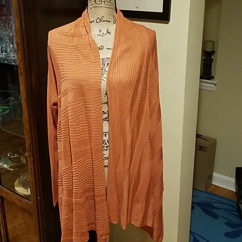 Large Orange Anthropologie Cardigan
